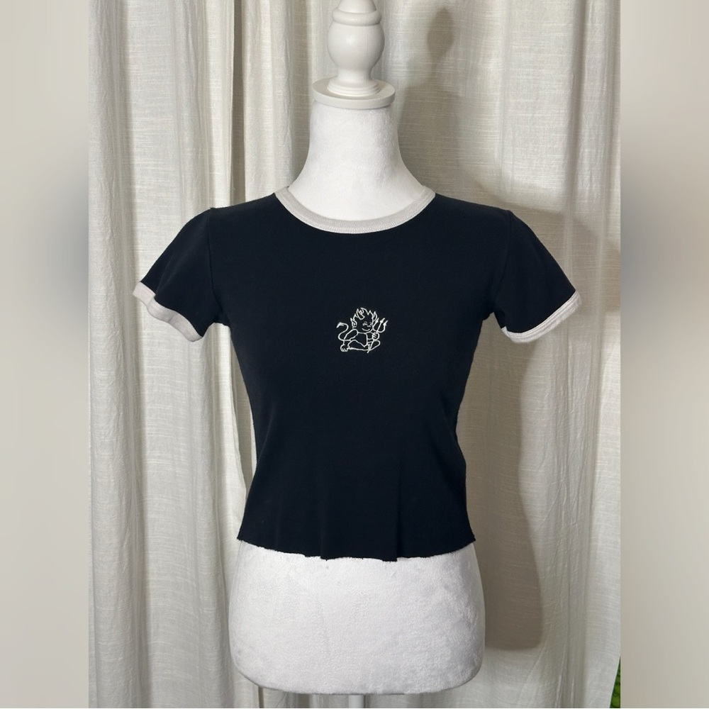 Rare Brandy Melville Little Devil embroidered baby tee